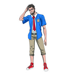 hipster with a beard in glasses. vector illustration