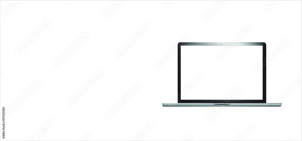 Poster laptop split blank screen display pc mockup vector.modern laptop computer mockup vector isolated on 