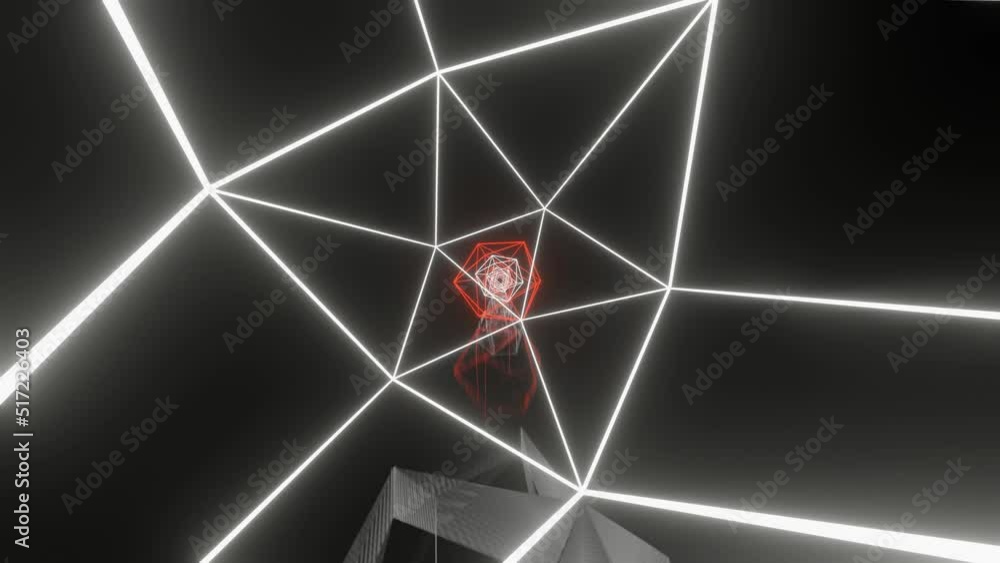 Poster seamless abstract geometry sphere wireframe neon light, modern motion design vj loop. 4k animation