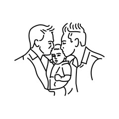 Cute gay couple with baby