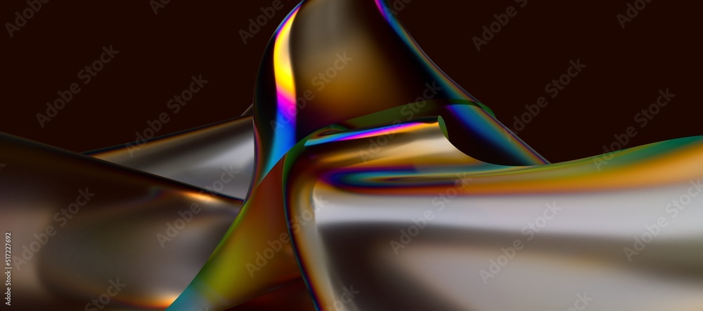 Aufkleber 3D render abstract background. Colorful twisted shapes in motion. Computer generated digital art for poster, flyer, banner