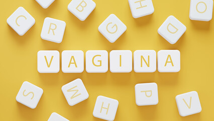 Vagina word concept on 3D cube