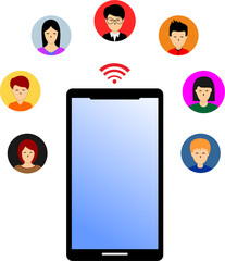 smartphone and some people icons