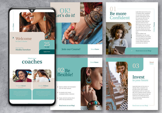 Coach & Courses Social Media Post with Beige and Turquoise Accents