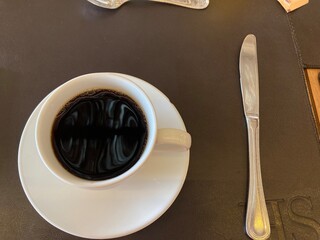 Cup of coffee in a white mug