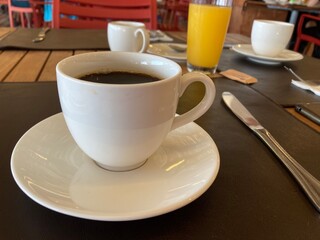 Cup of coffee in a white mug