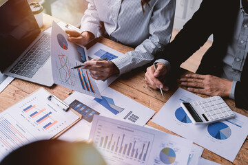 Shot of Team Business people advisor diverse coworkers working together in the boardroom,...