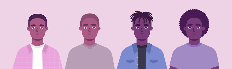 Black male portraits collection. Set of avatars