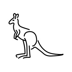 Kangaroos color line illustration. Animals of Australia