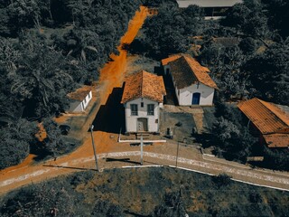 Aerial shot of Church of Sao Sebastiao (Planaltina) in Brazil