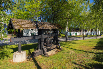 Traditional wine cellars street (kellergasse) in Ungerndorf, Lower Austria, Austria
