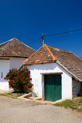 Naklejka premium Traditional wine cellars street in Diepolz near Mailberg, Lower Austria, Austria