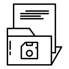 folder and diskette icons on transparent background