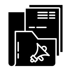 folder and megaphone icon on transparent background