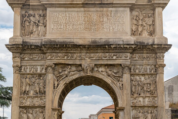Fototapeta na wymiar Arch of Trajan, ancient Roman triumphal arch, Benevento, Campania, Italy