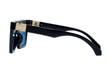 Obraz premium oversize square sunglasses for men and women black frame with blue gradient lens top side view