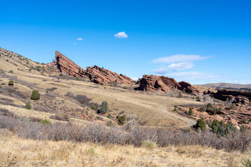 The view of Rod Rocks Amphitheater from Mount Morrison in Denver, Colorado