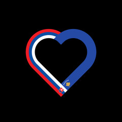 unity concept. heart ribbon icon of slovakia and kosovo flags. vector illustration isolated on black background