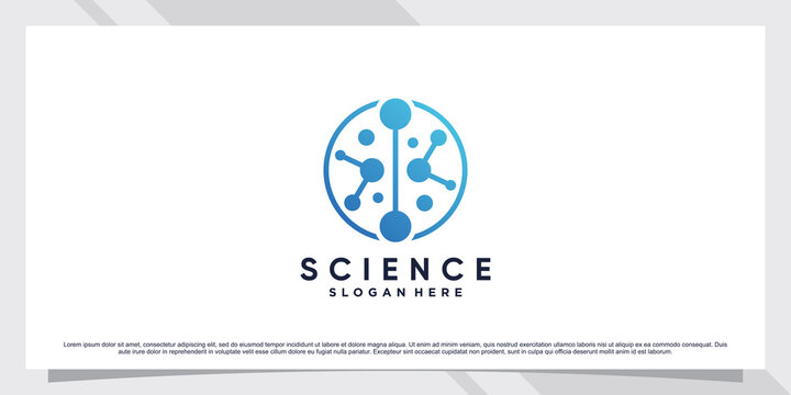 Science molecule logo design for technology with dot concept