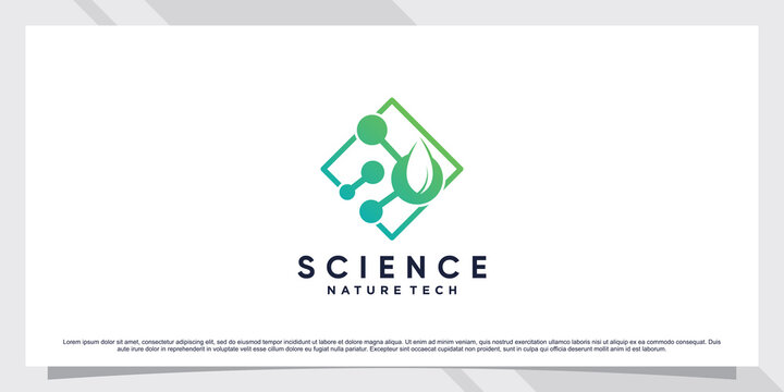 Science molecule logo design for technology with leaf and shape concept