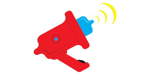 Vector vintage drawings of a megaphone - red icon on a white background.