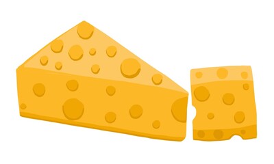 Cheddar cheese  slice in cartoon style