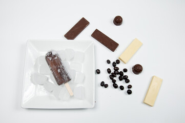 chocolate ice cream with a white  background
