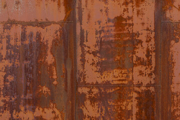Rusty metal wall of anti-nuclear bunker. Texture background or backdrop