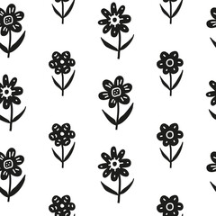 Seamless pattern with scandinavian flowers.