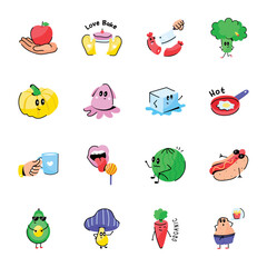 Pack of Healthy Diet Doodle Stickers 
