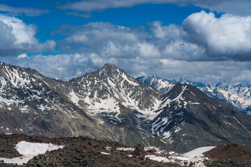 Elbrus in the summer on a clear day. Kabardino-Balkarian Republic