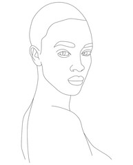 Portrait with one line. Beautiful African woman. Portrait of a woman, Wall art. Wall art for home decor.