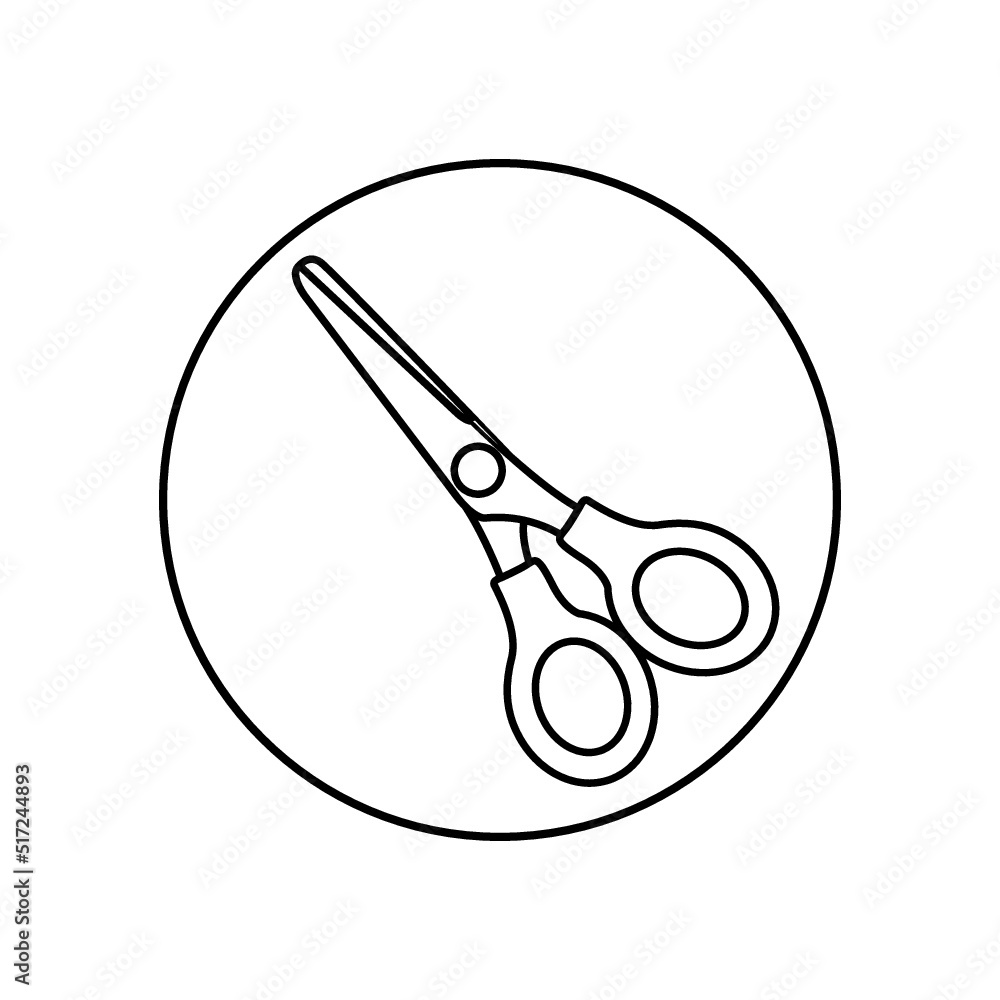 Wall mural scissors vector icon drawn in line on a white background. tool