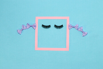 lady frame, frame with eyelashes and bow hair, creative art design