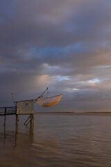 Traditional fishing hut on river Gironde, Bordeaux, Aquitaine, France