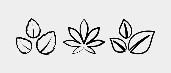 Cassava leaf icon design with creative hand-drawn concept