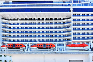 Transportation background with exterior facade of the ferry cruise passenger in Norway