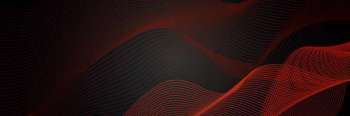 Black red technology digital banner design. Design modern luxury futuristic technology background. Game tech wide banner vector illustration. Hi tech digital communication. Abstract tech background.