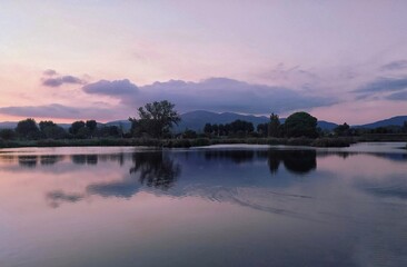 sunrise over the lak,rereflexes