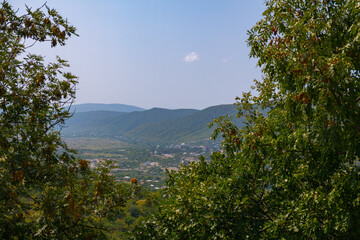 Fototapeta na wymiar georgian mountain landscape and sky with clouds