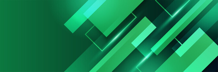 Naklejka premium Green technology digital banner design. Design modern luxury futuristic technology background. Game tech wide banner vector illustration. Hi tech digital communication. Abstract tech background.