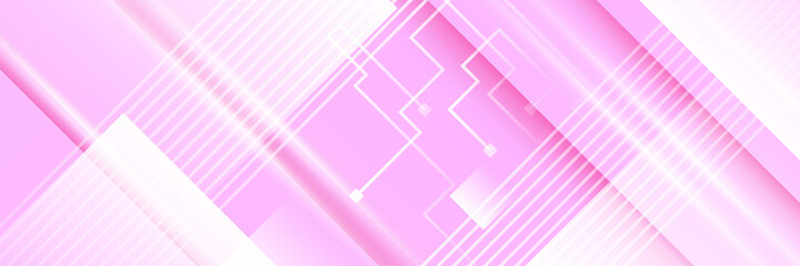 Pink technology digital banner design. Design modern luxury futuristic technology background. Game tech wide banner vector illustration. Hi tech digital communication. Abstract tech background.