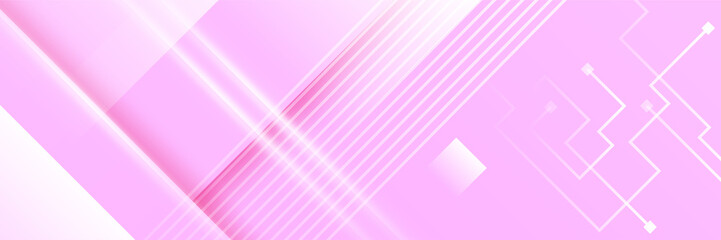 Pink technology digital banner design. Design modern luxury futuristic technology background. Game tech wide banner vector illustration. Hi tech digital communication. Abstract tech background.