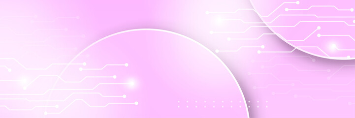 Pink technology digital banner design. Design modern luxury futuristic technology background. Game tech wide banner vector illustration. Hi tech digital communication. Abstract tech background.