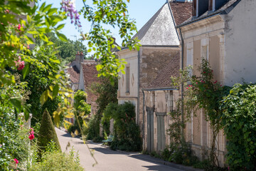 Fototapeta na wymiar Chedigny in the Loire Valley, France. The village has been turned into a giant garden and is known as a garden village or 'Remarkable Garden'. 