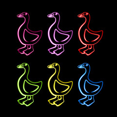 A set of geese with a neon effect.