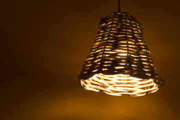 Rustic inn outdoor area lamp. Luminaire concept. Night concept. Copy space.