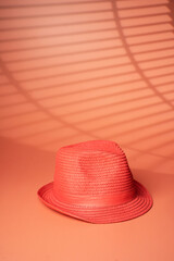 Hat on a pink background. - Summer concept