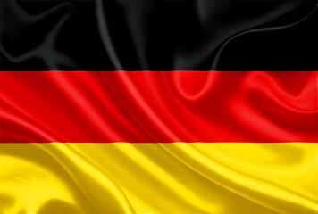 3d illustration Germany flag on satin texture with waving flag