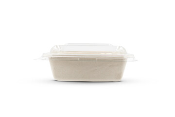 bagasse container package for food isolated on white background 